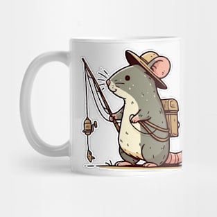 cute rat fishing with fishing rod Mug